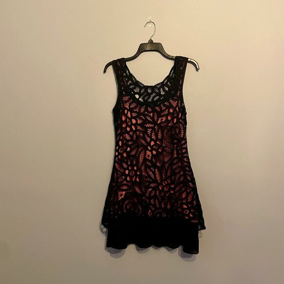 Betsey Johnson Lace Layered Drop Hem Mini Dress - Picture 1 of 6